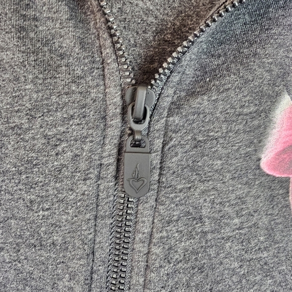 Torrid Active Full Zip Hoodie Gray Pink Floral Fleece Plus 2X - Picture 5 of 13